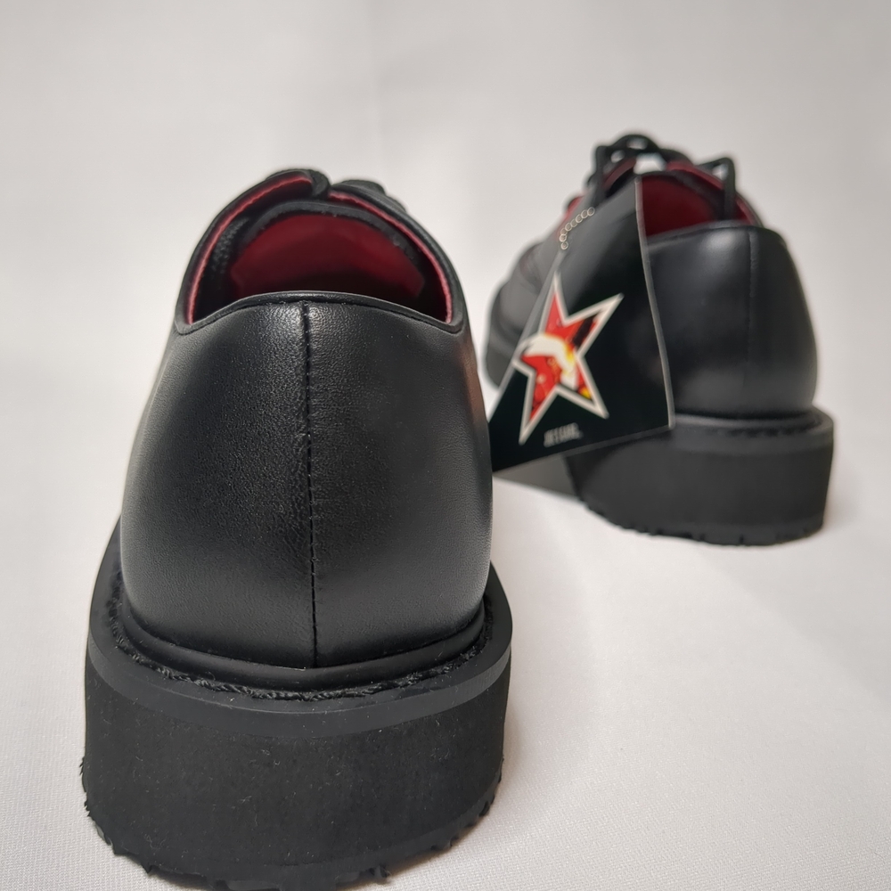🕸️Rare Vintage Kids Black Leather Dress Shoes US 4 Retro Goth - Picture 4 of 11